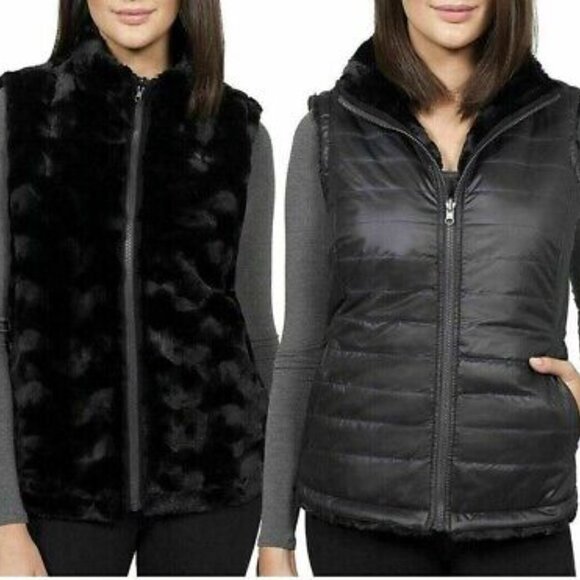 NWT NICOLE MILLER Reversible Faux Fur Vest - S - Picture 1 of 6